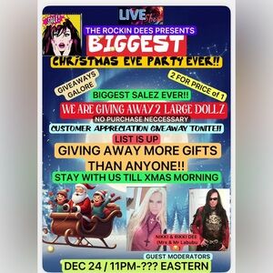 THE BIGGEST XMAS EVE PARTY WITH THE ROCKIN DEES🩷CUST APPRECIATION GIVEY/GIFTS